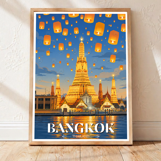 Bangkok - Thailand - Travel Poster Vintage Style Wall Art Print - Art Print - Travel Art Poster