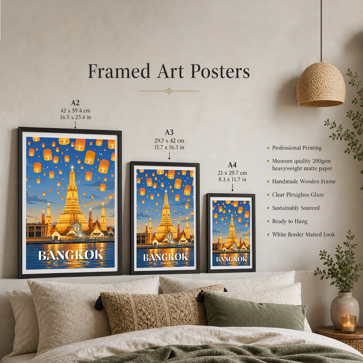 Bangkok - Thailand - Travel Poster Vintage Style Wall Art Print - Art Print - Travel Art Poster