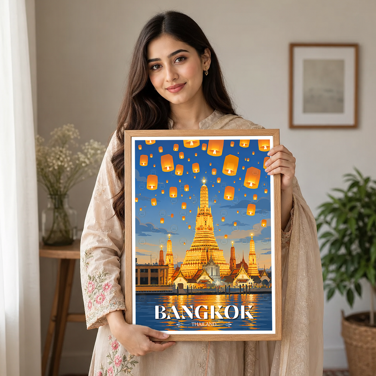 Bangkok - Thailand - Travel Poster Vintage Style Wall Art Print - Art Print - Travel Art Poster