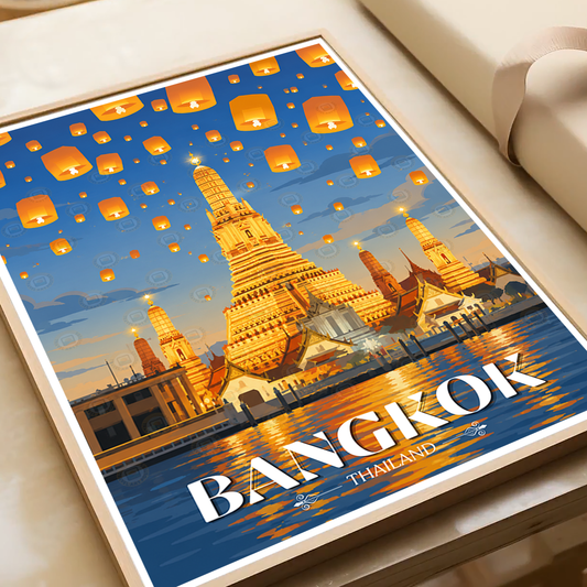 Bangkok - Thailand - Travel Poster Vintage Style Wall Art Print - Art Print - Travel Art Poster
