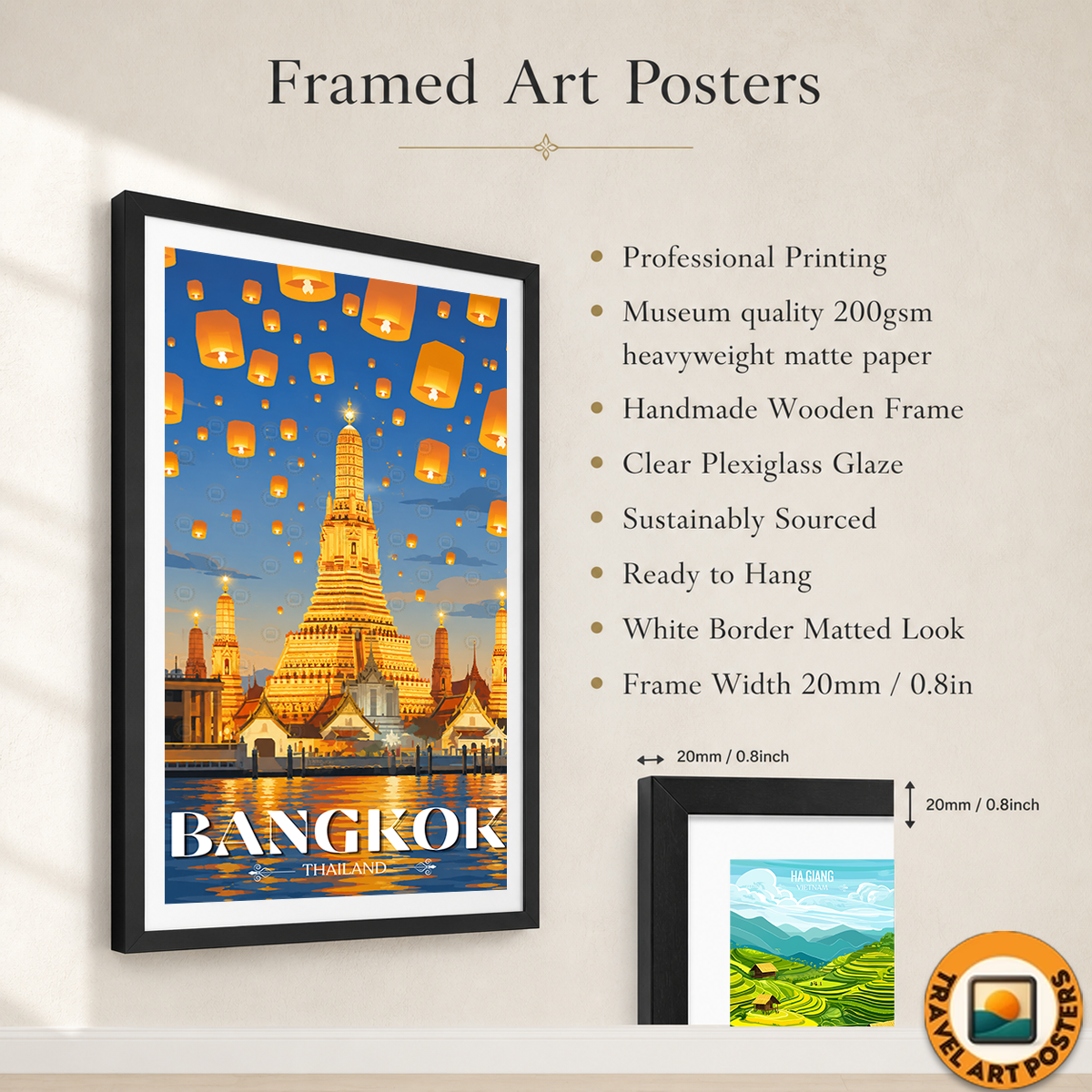 Bangkok - Thailand - Travel Poster Vintage Style Wall Art Print - Art Print - Travel Art Poster