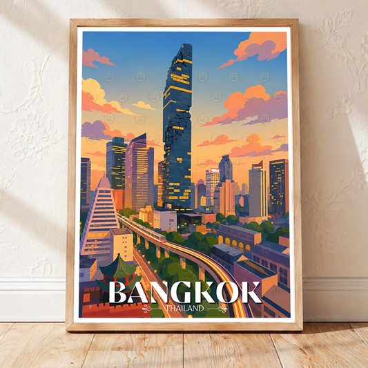 Bangkok - Thailand - Travel Poster Vintage Style Wall Art Print - Art Print - Travel Art Poster