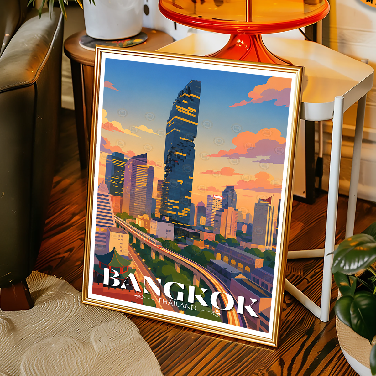 Bangkok - Thailand - Travel Poster Vintage Style Wall Art Print - Art Print - Travel Art Poster