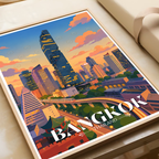 Bangkok - Thailand - Travel Poster Vintage Style Wall Art Print - Art Print - Travel Art Poster