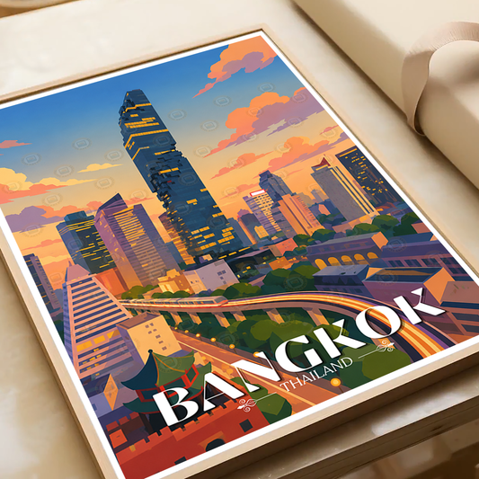 Bangkok - Thailand - Travel Poster Vintage Style Wall Art Print - Art Print - Travel Art Poster