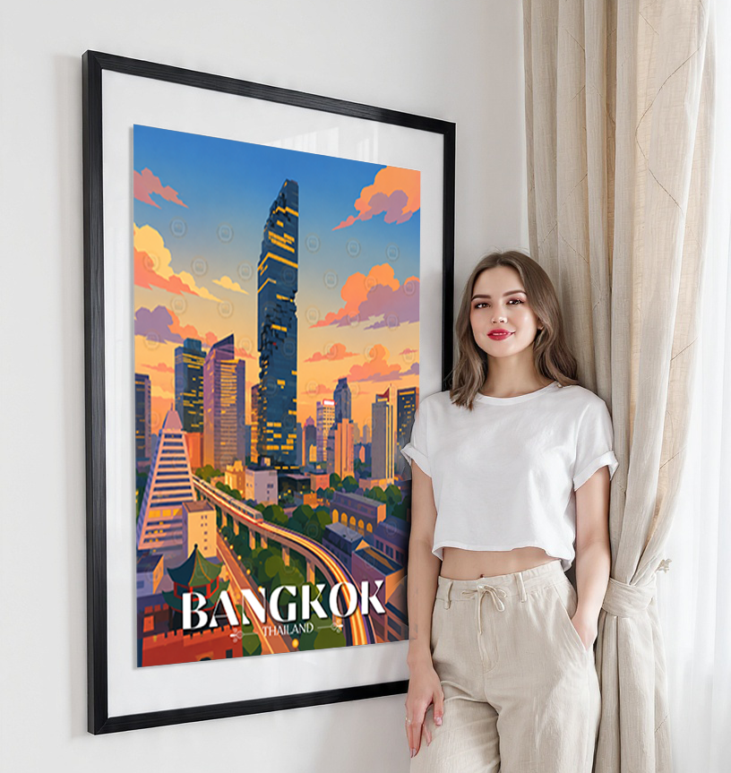 Bangkok - Thailand - Travel Poster Vintage Style Wall Art Print - Art Print - Travel Art Poster