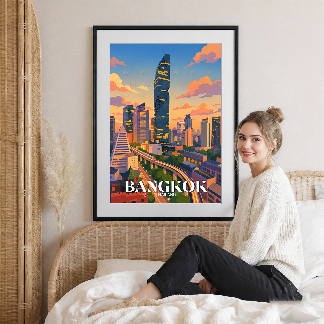 Bangkok - Thailand - Travel Poster Vintage Style Wall Art Print - Art Print - Travel Art Poster