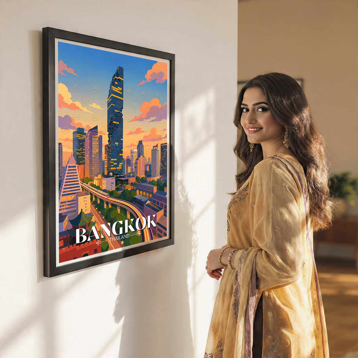 Bangkok - Thailand - Travel Poster Vintage Style Wall Art Print - Art Print - Travel Art Poster