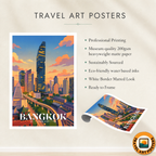 Bangkok - Thailand - Travel Poster Vintage Style Wall Art Print - Art Print - Travel Art Poster