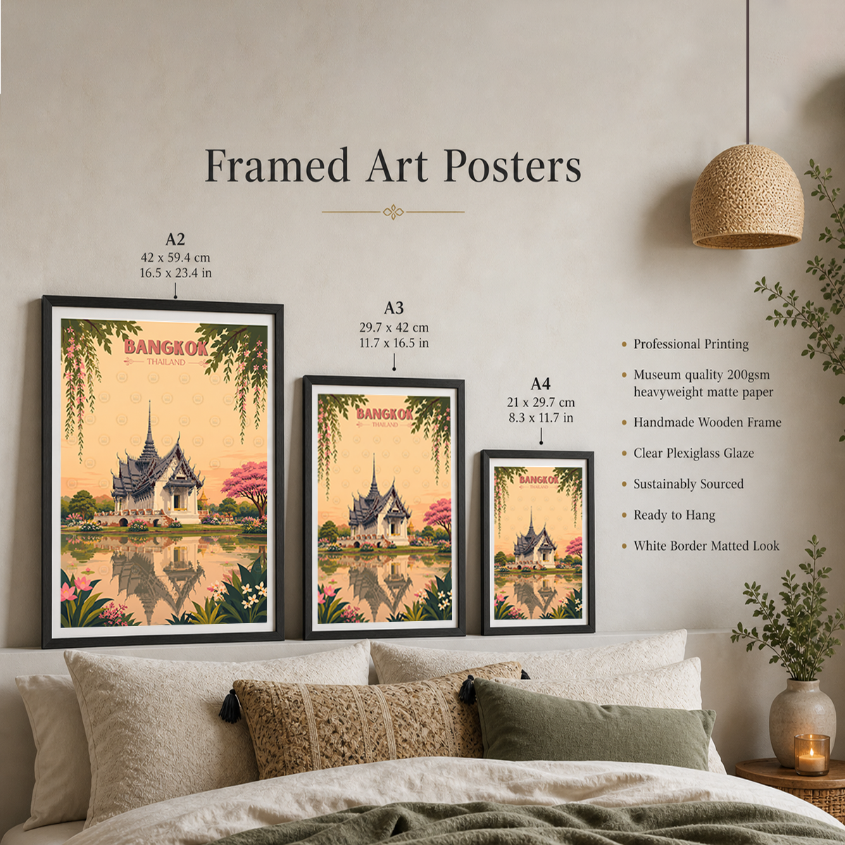 Bangkok - Thailand - Travel Poster Vintage Style Wall Art Print - Art Print - Travel Art Poster