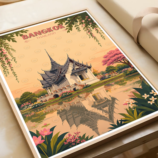 Bangkok - Thailand - Travel Poster Vintage Style Wall Art Print - Art Print - Travel Art Poster
