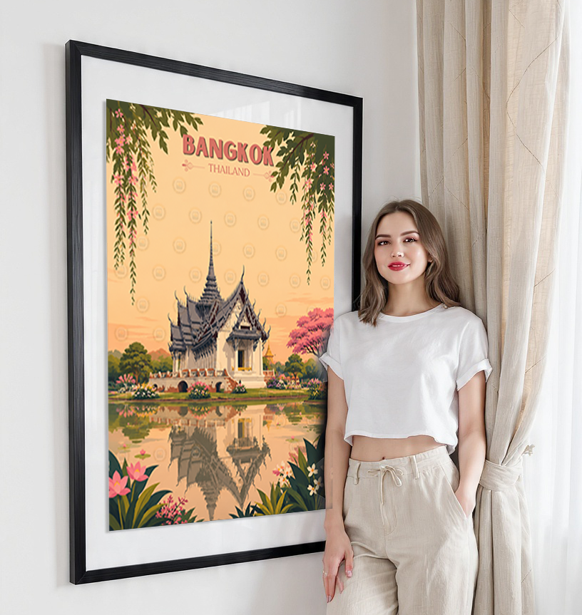 Bangkok - Thailand - Travel Poster Vintage Style Wall Art Print - Art Print - Travel Art Poster