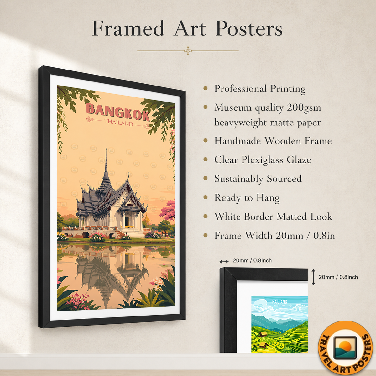 Bangkok - Thailand - Travel Poster Vintage Style Wall Art Print - Art Print - Travel Art Poster