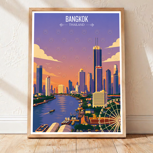 Bangkok - Thailand - Travel Poster Vintage Style Wall Art Print - Art Print - Travel Art Poster