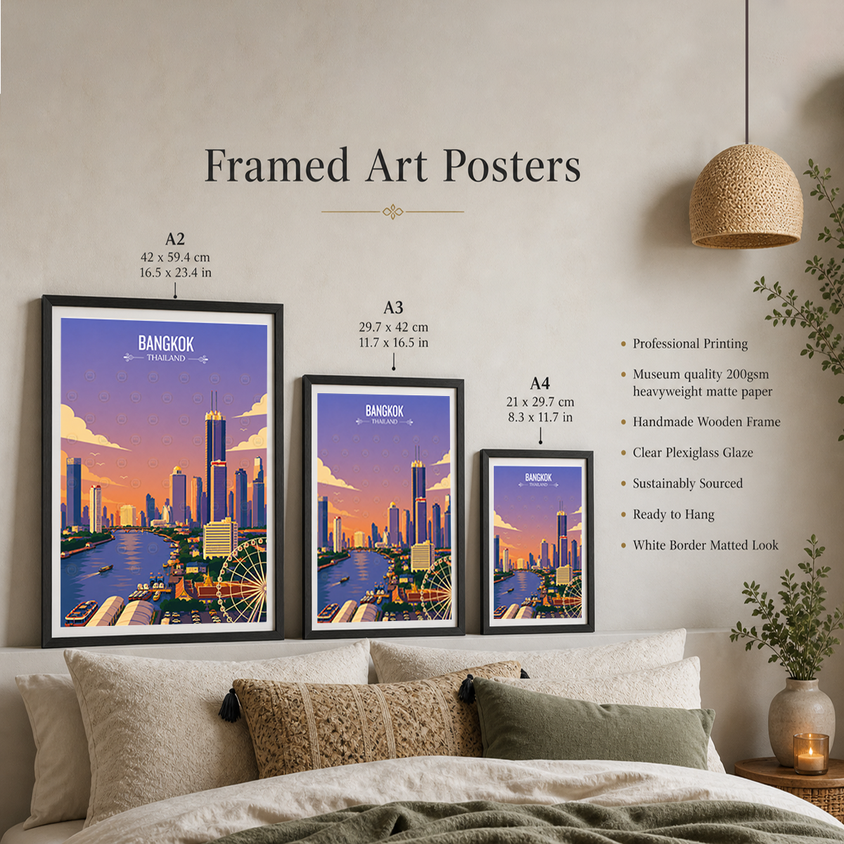 Bangkok - Thailand - Travel Poster Vintage Style Wall Art Print - Art Print - Travel Art Poster