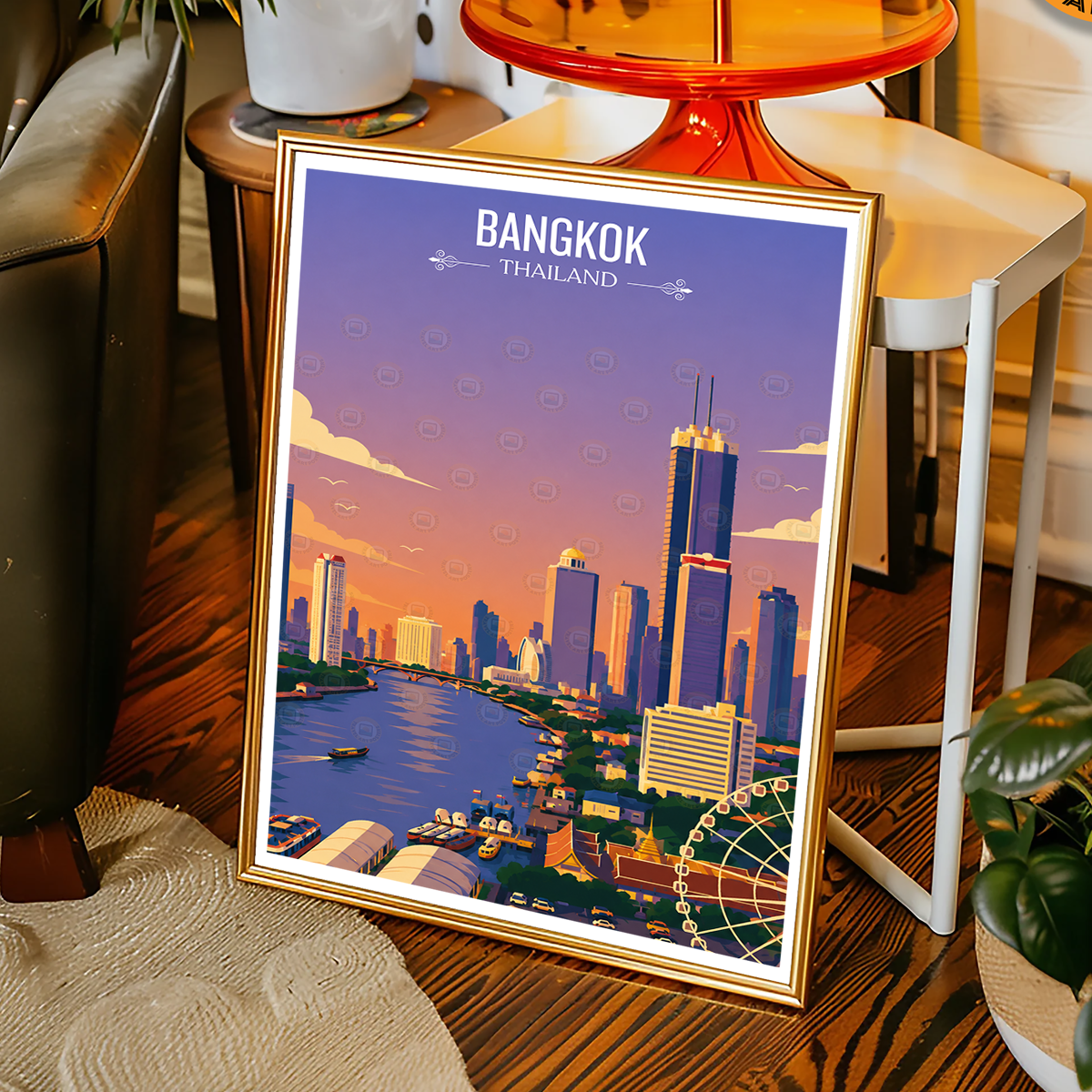 Bangkok - Thailand - Travel Poster Vintage Style Wall Art Print - Art Print - Travel Art Poster