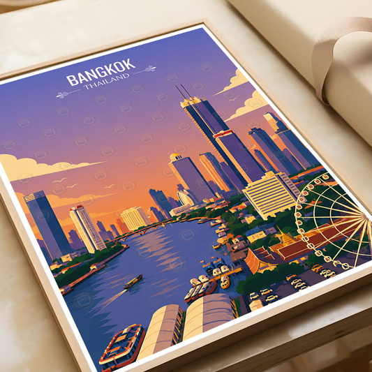 Bangkok - Thailand - Travel Poster Vintage Style Wall Art Print - Art Print - Travel Art Poster