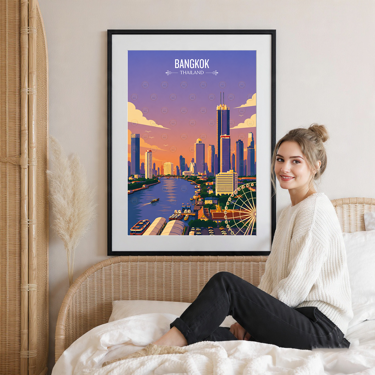 Bangkok - Thailand - Travel Poster Vintage Style Wall Art Print - Art Print - Travel Art Poster