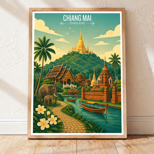 Chiang Mai - Thailand - Travel Poster Vintage Style Wall Art Print - Art Print - Travel Art Poster