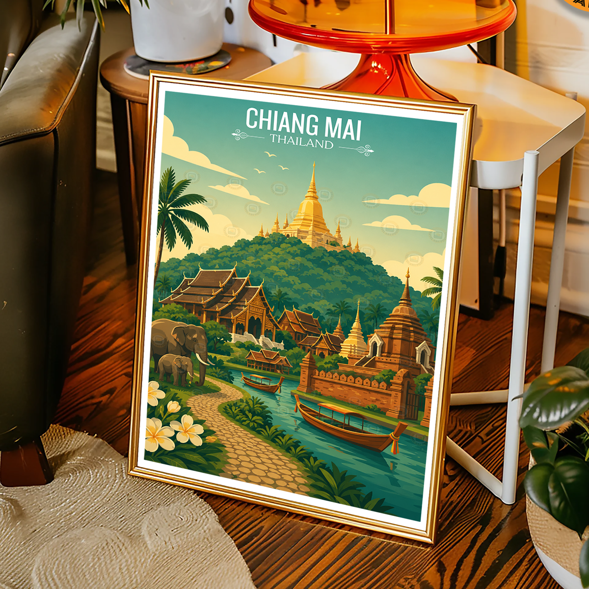 Chiang Mai - Thailand - Travel Poster Vintage Style Wall Art Print - Art Print - Travel Art Poster