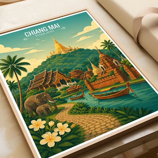 Chiang Mai - Thailand - Travel Poster Vintage Style Wall Art Print - Art Print - Travel Art Poster