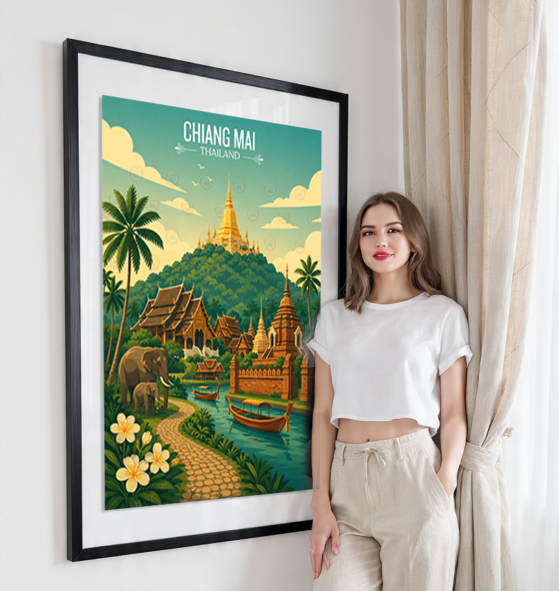 Chiang Mai - Thailand - Travel Poster Vintage Style Wall Art Print - Art Print - Travel Art Poster