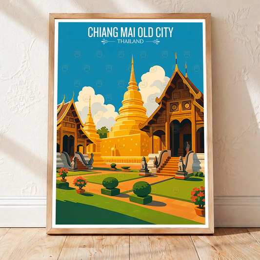 Chiang Mai Old City - Thailand - Travel Poster Vintage Style Wall Art Print - Art Print - Travel Art Poster