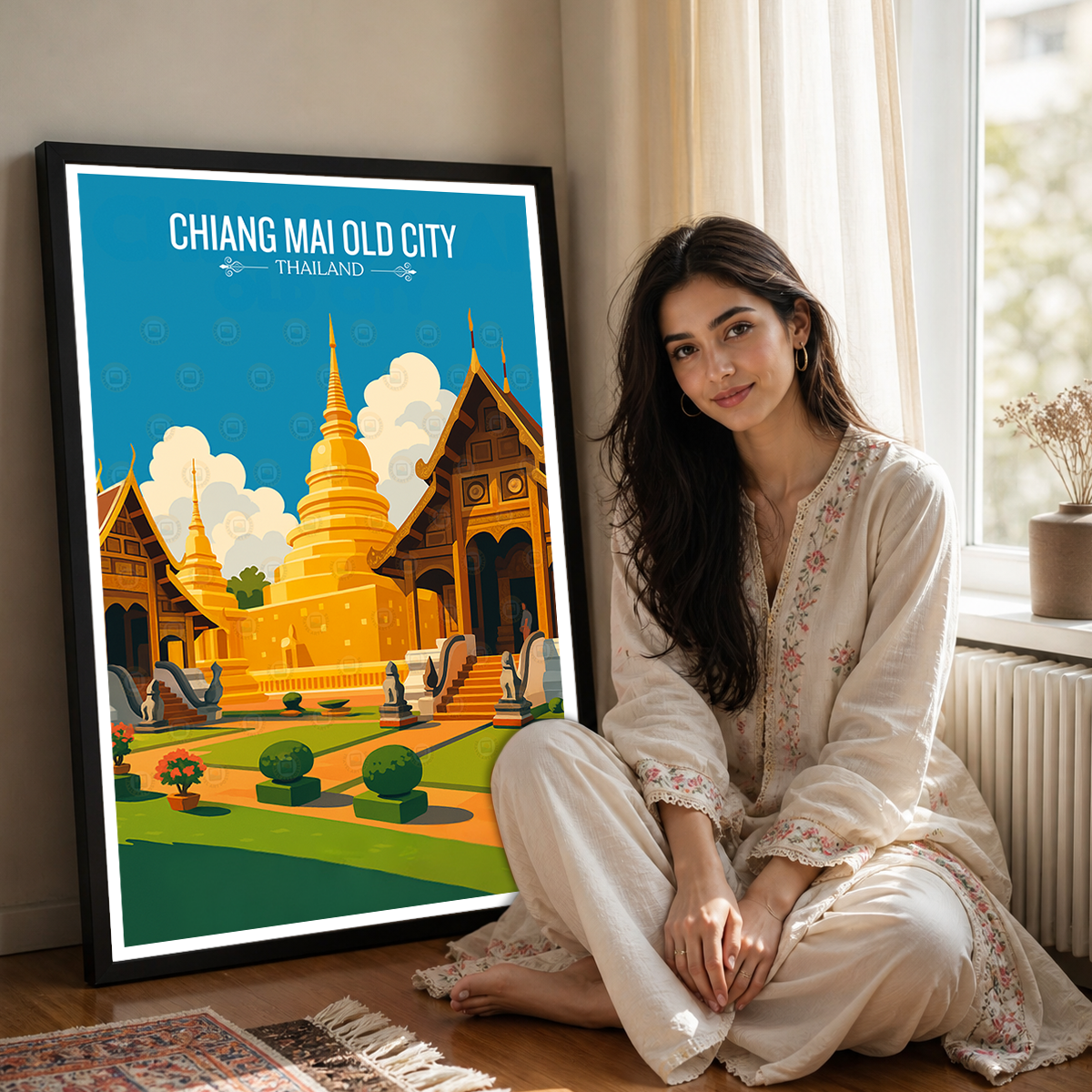 Chiang Mai Old City - Thailand - Travel Poster Vintage Style Wall Art Print - Art Print - Travel Art Poster