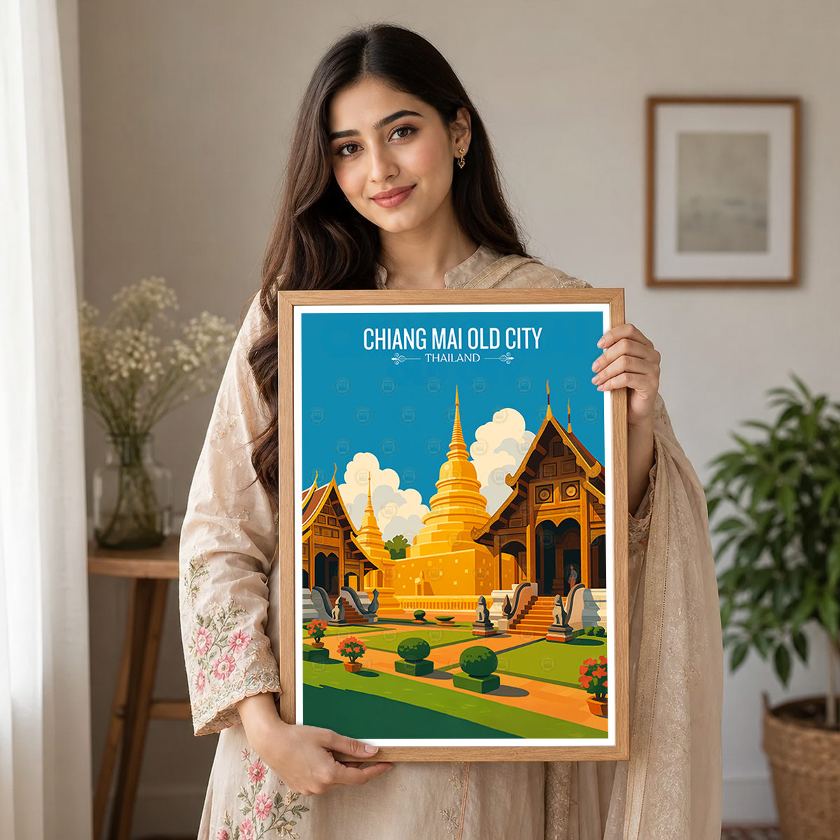 Chiang Mai Old City - Thailand - Travel Poster Vintage Style Wall Art Print - Art Print - Travel Art Poster