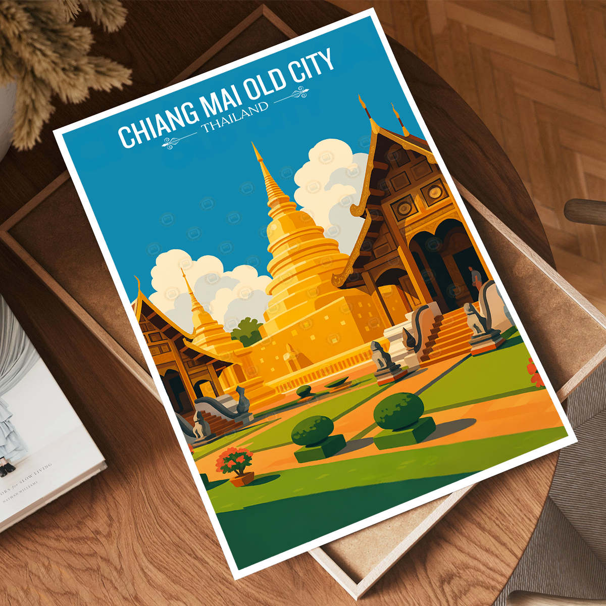 Chiang Mai Old City - Thailand - Travel Poster Vintage Style Wall Art Print - Art Print - Travel Art Poster