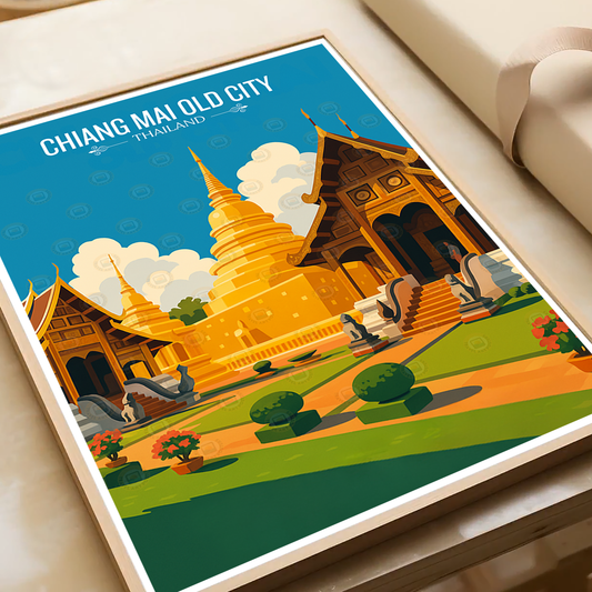 Chiang Mai Old City - Thailand - Travel Poster Vintage Style Wall Art Print - Art Print - Travel Art Poster