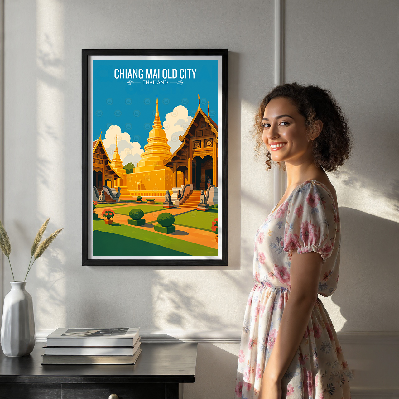 Chiang Mai Old City - Thailand - Travel Poster Vintage Style Wall Art Print - Art Print - Travel Art Poster