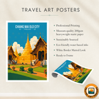 Chiang Mai Old City - Thailand - Travel Poster Vintage Style Wall Art Print - Art Print - Travel Art Poster