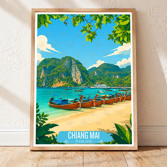 Chiang Mai - Thailand - Travel Poster Vintage Style Wall Art Print - Art Print - Travel Art Poster