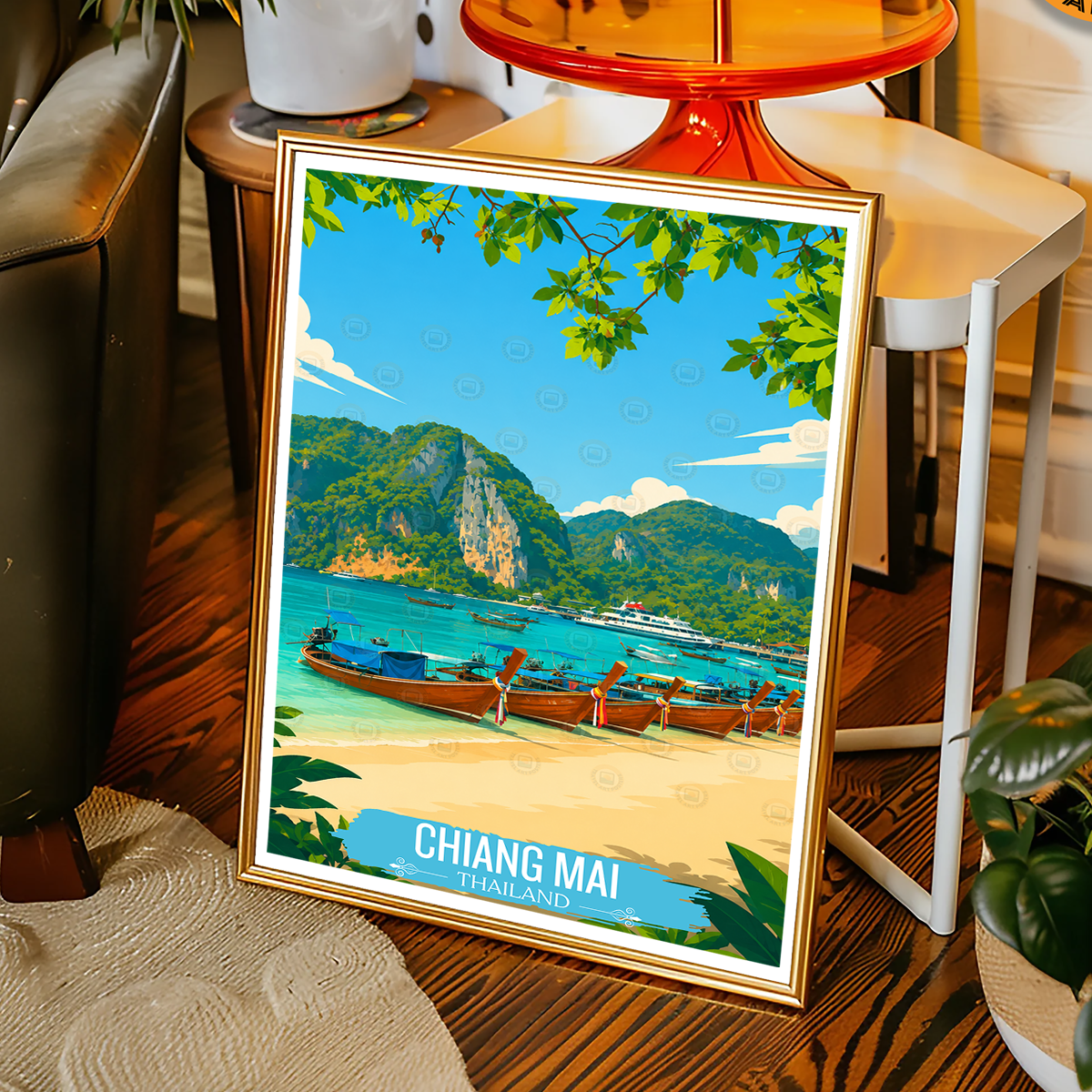 Chiang Mai - Thailand - Travel Poster Vintage Style Wall Art Print - Art Print - Travel Art Poster