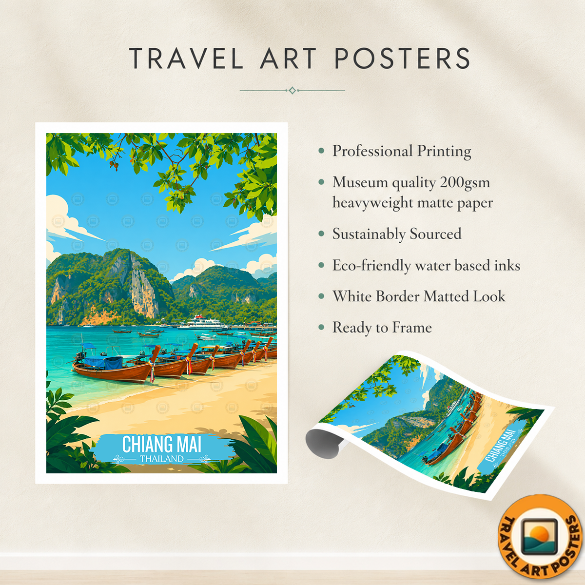 Chiang Mai - Thailand - Travel Poster Vintage Style Wall Art Print - Art Print - Travel Art Poster