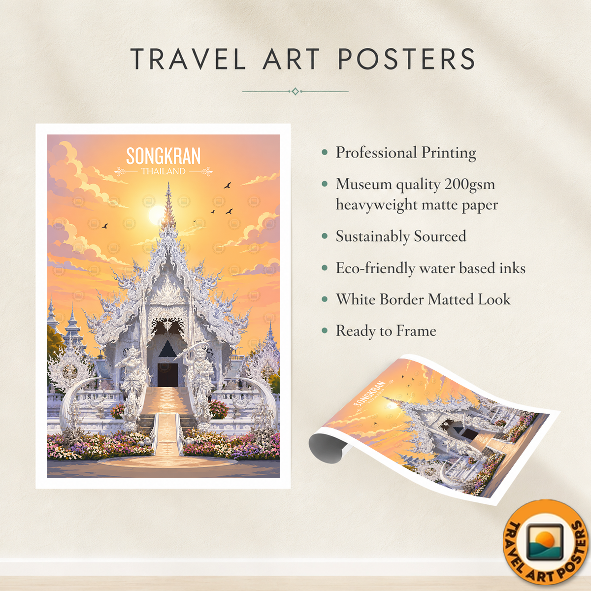 Chiang Rai - Thailand - Travel Poster Vintage Style Wall Art Print - Art Print - Travel Art Poster