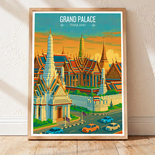 Grand Palace - Thailand - Travel Poster Vintage Style Wall Art Print - Art Print - Travel Art Poster