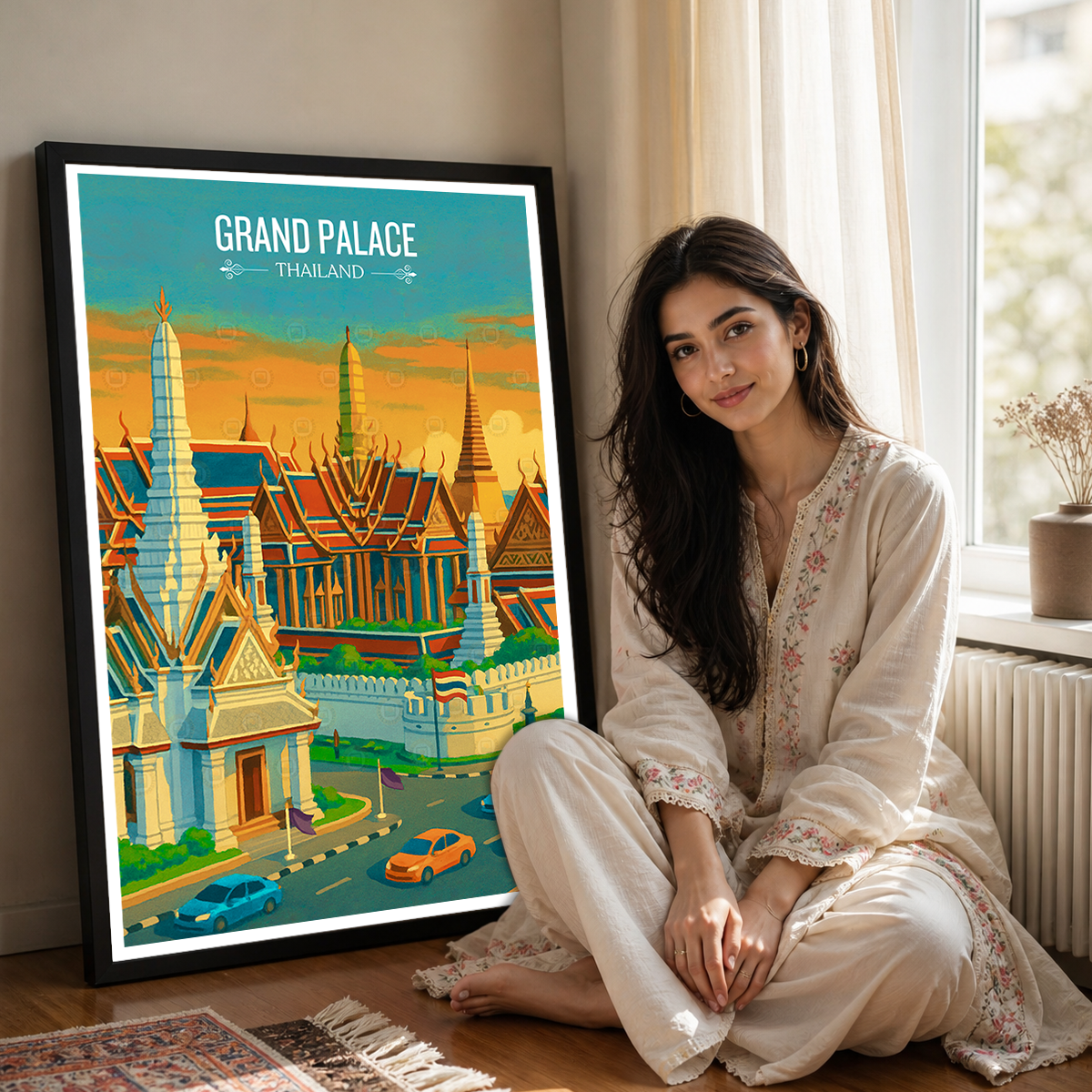 Grand Palace - Thailand - Travel Poster Vintage Style Wall Art Print - Art Print - Travel Art Poster