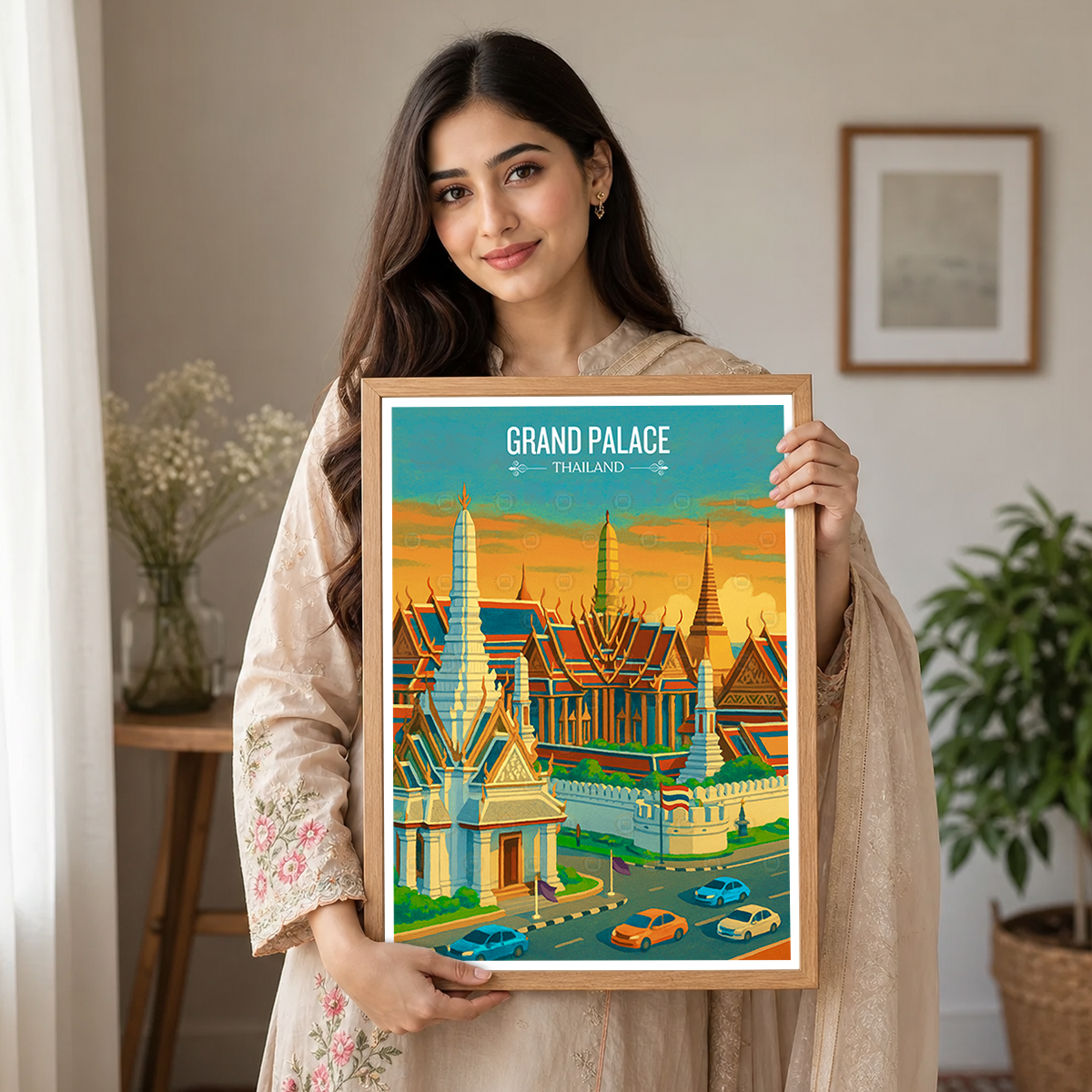 Grand Palace - Thailand - Travel Poster Vintage Style Wall Art Print - Art Print - Travel Art Poster
