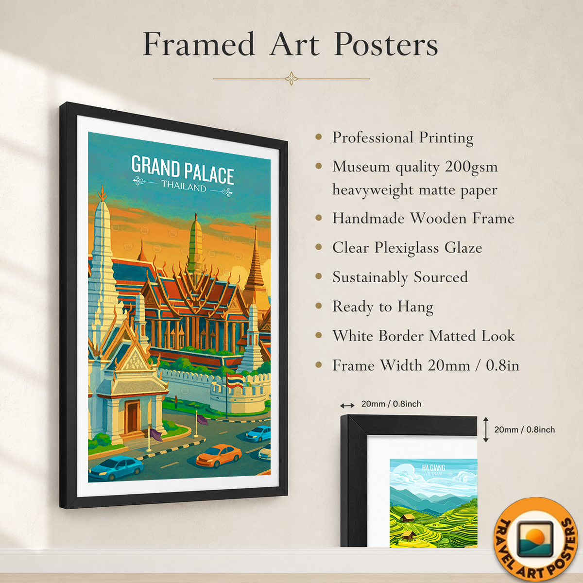 Grand Palace - Thailand - Travel Poster Vintage Style Wall Art Print - Art Print - Travel Art Poster