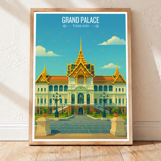 Grand Palace - Thailand - Travel Poster Vintage Style Wall Art Print - Art Print - Travel Art Poster