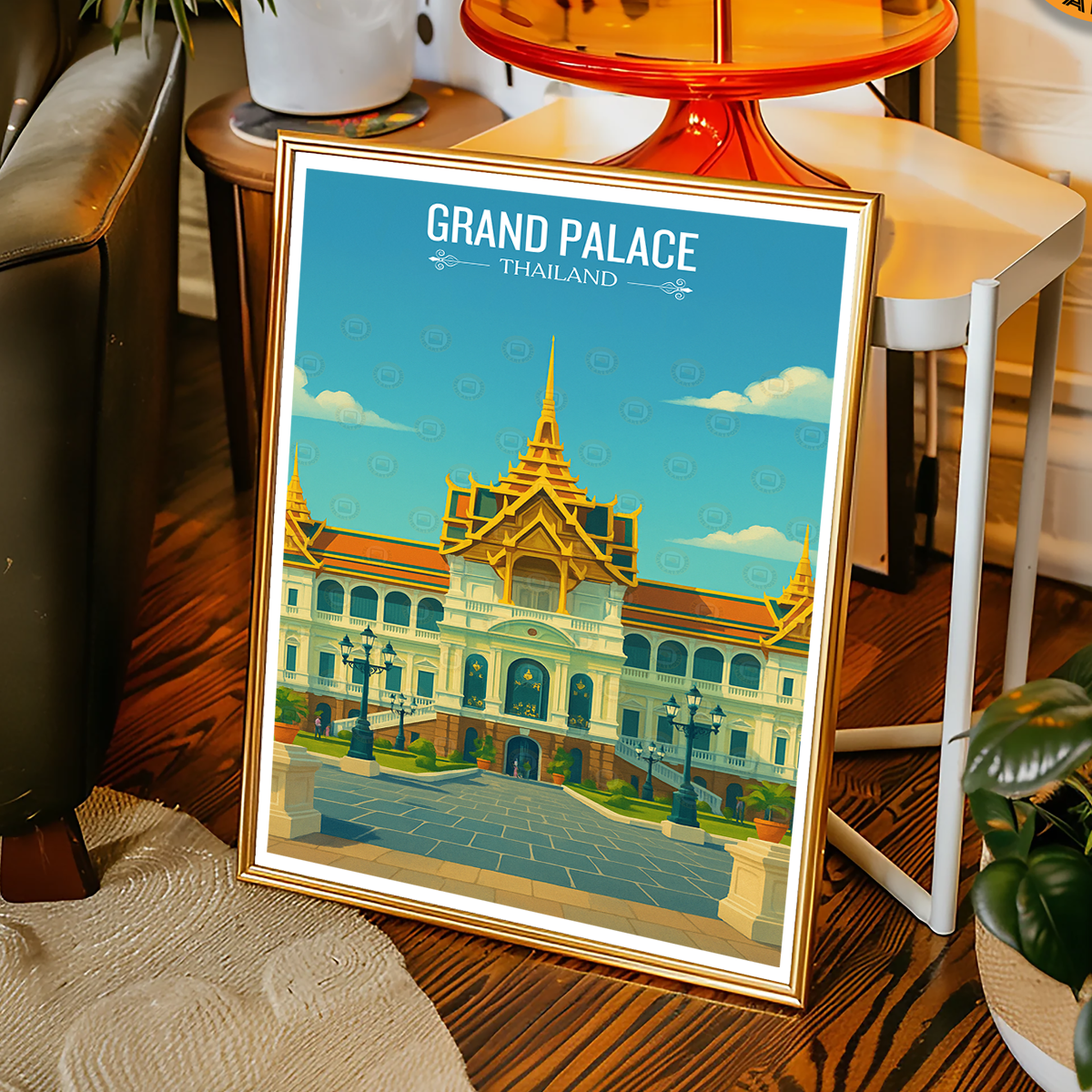 Grand Palace - Thailand - Travel Poster Vintage Style Wall Art Print - Art Print - Travel Art Poster