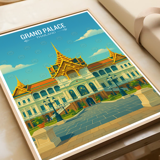 Grand Palace - Thailand - Travel Poster Vintage Style Wall Art Print - Art Print - Travel Art Poster