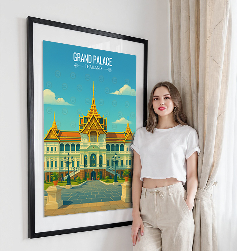 Grand Palace - Thailand - Travel Poster Vintage Style Wall Art Print - Art Print - Travel Art Poster