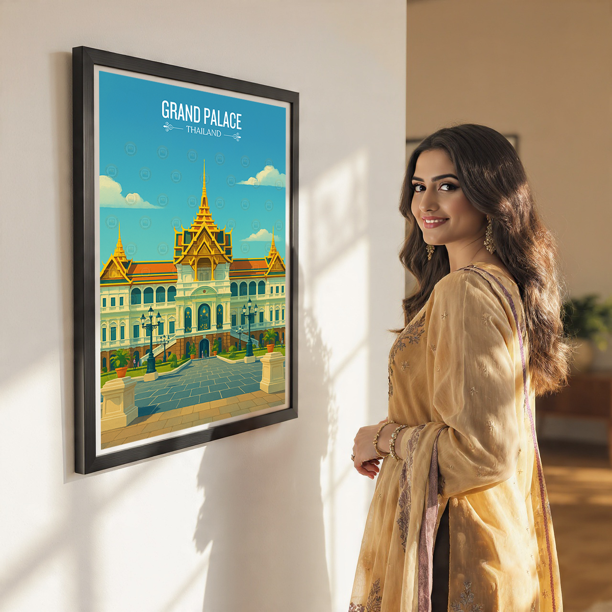 Grand Palace - Thailand - Travel Poster Vintage Style Wall Art Print - Art Print - Travel Art Poster