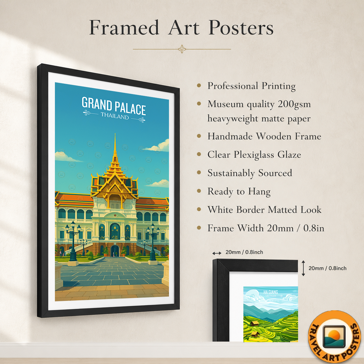 Grand Palace - Thailand - Travel Poster Vintage Style Wall Art Print - Art Print - Travel Art Poster