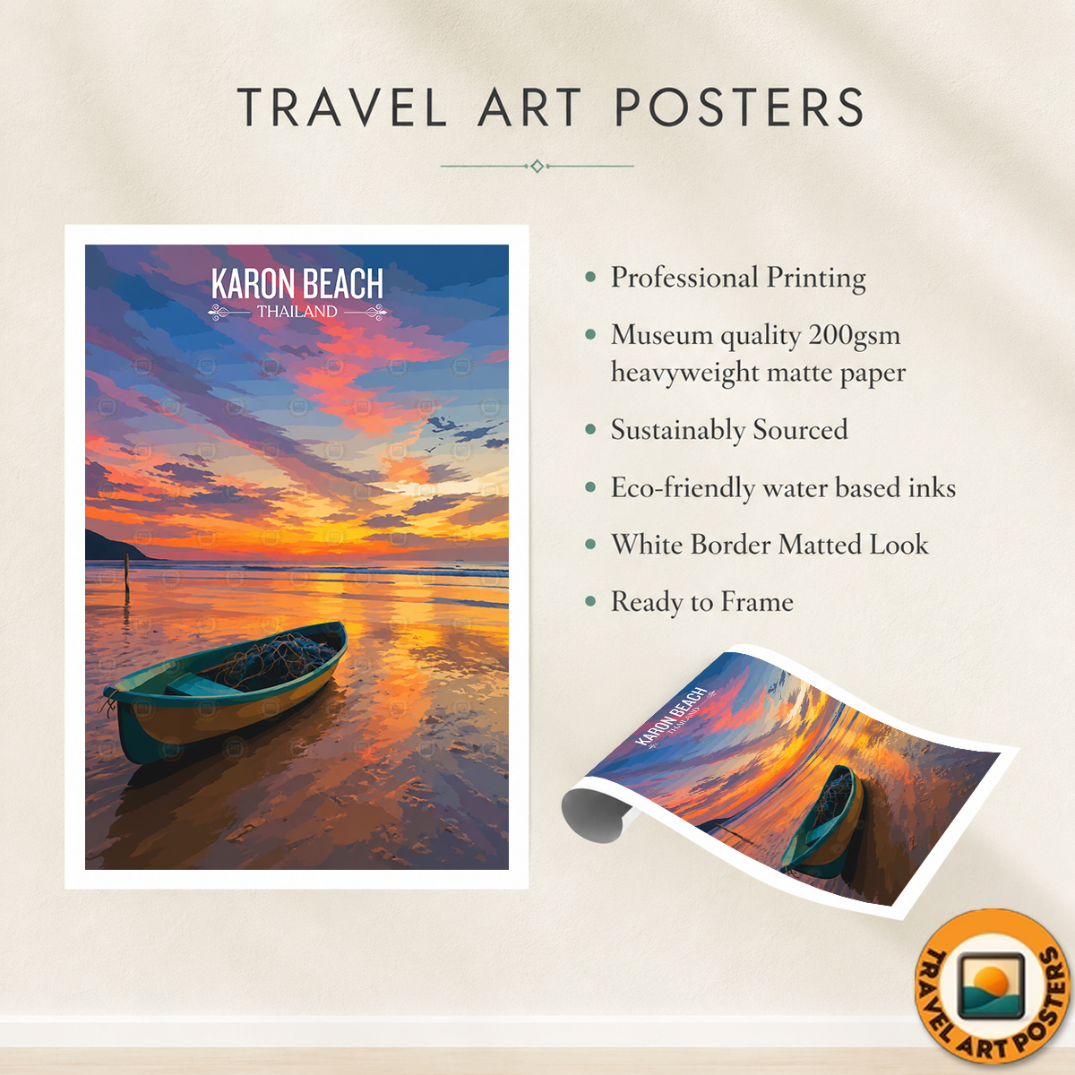 Karon Beach - Thailand - Travel Poster Vintage Style Wall Art Print - Art Print - Travel Art Poster