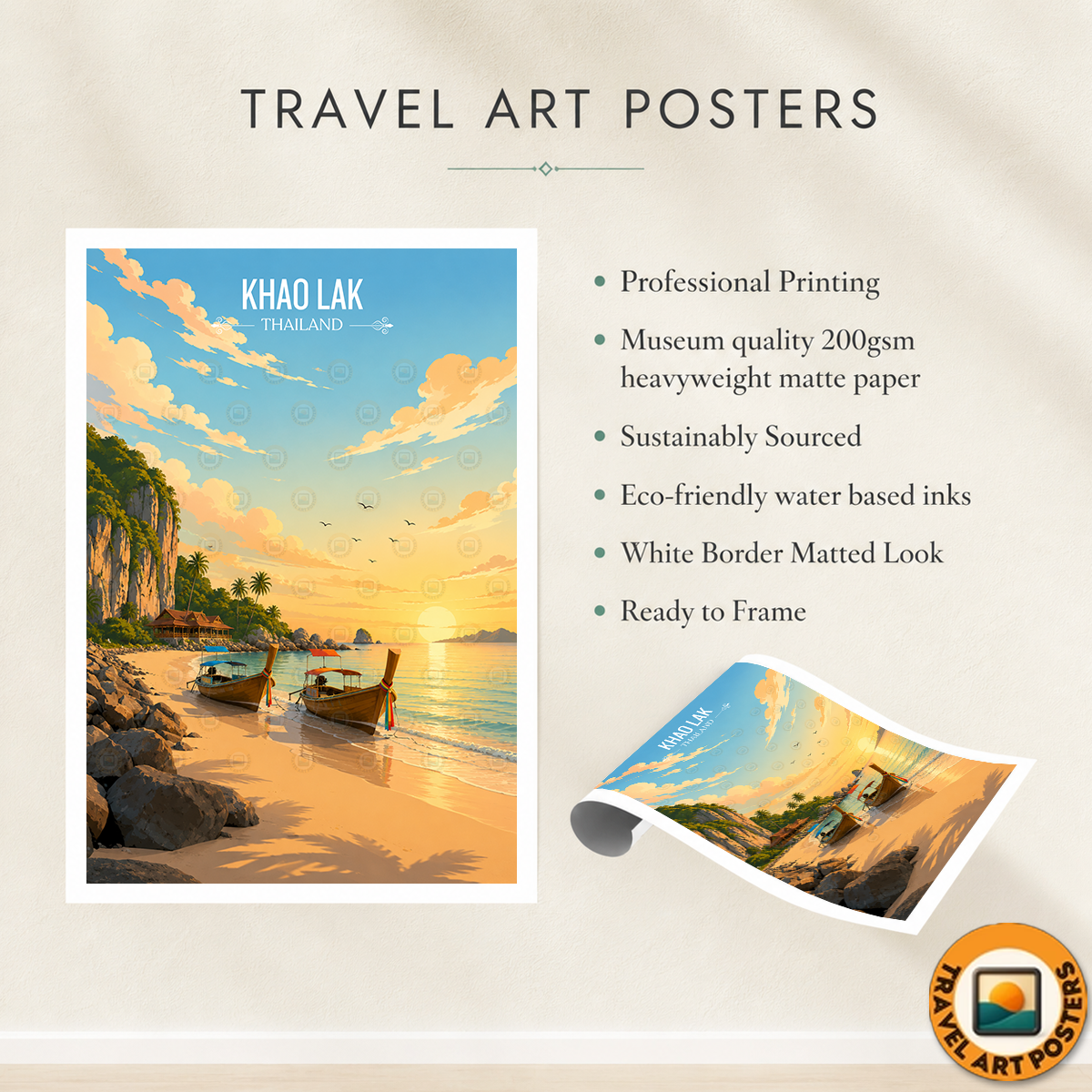 Khao Lak - Thailand - Travel Poster Vintage Style Wall Art Print - Art Print - Travel Art Poster