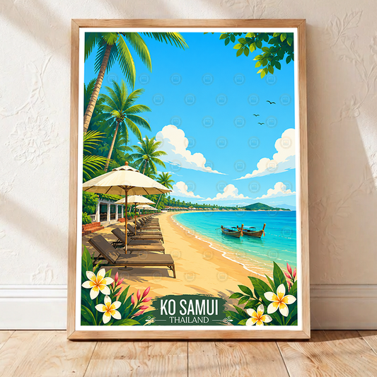 Ko Samui - Thailand - Travel Poster Vintage Style Wall Art Print - Art Print - Travel Art Poster
